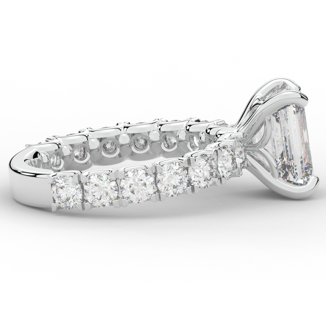 4.35CT.TW EMERALD CUT LAB DIAMOND ENGAGEMENT RING - Nazarelle