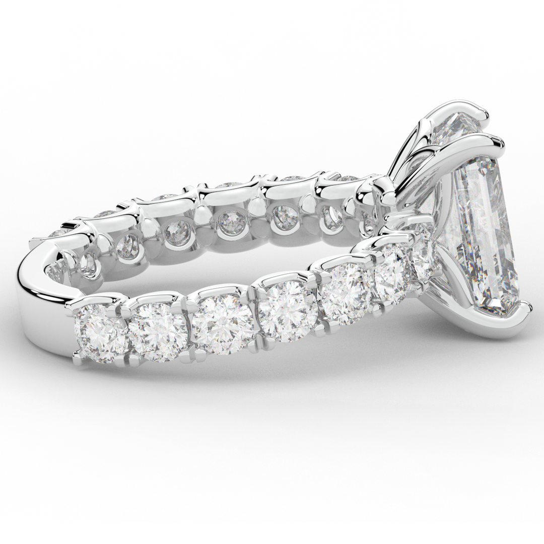 4.35CT.TW EMERALD CUT LAB DIAMOND ENGAGEMENT RING - Nazarelle