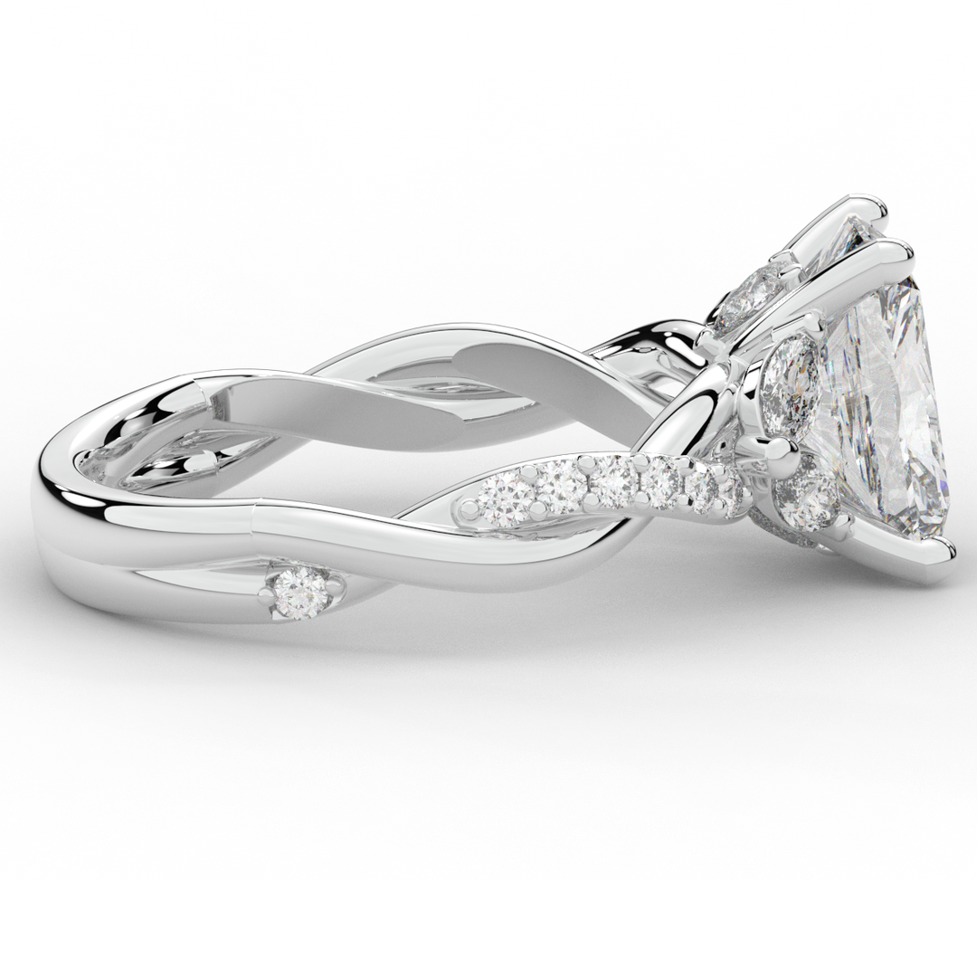 2.40CT.TW RADIANT LAB DIAMOND TWIST BAND ENGAGEMENT RING - Nazarelle