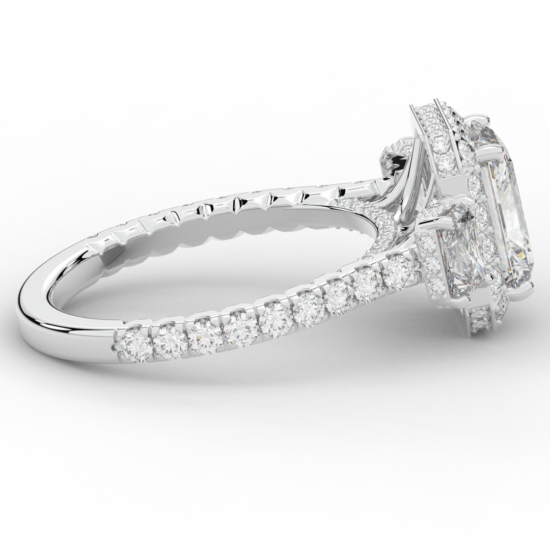 3.20CT.TW RADIANT LAB DIAMOND 3 STONE ENGAGEMENT RING - Nazarelle