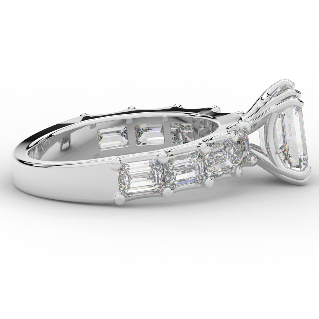 3.75CT.TW EMERALD CUT LAB DIAMOND SOLITAIRE ENGAGEMENT RING - Nazarelle