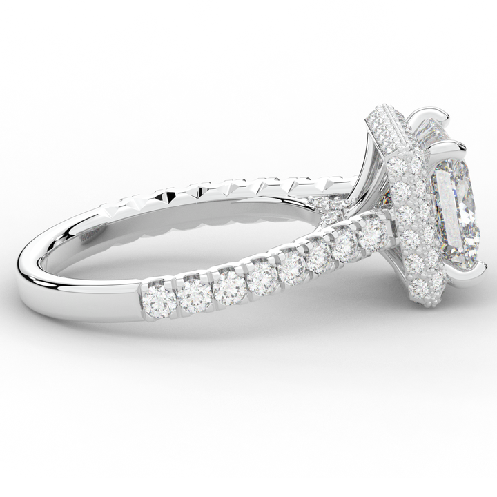 3.90CT.TW PRINCESS LAB DIAMOND HALO ENGAGEMENT RING - Nazarelle