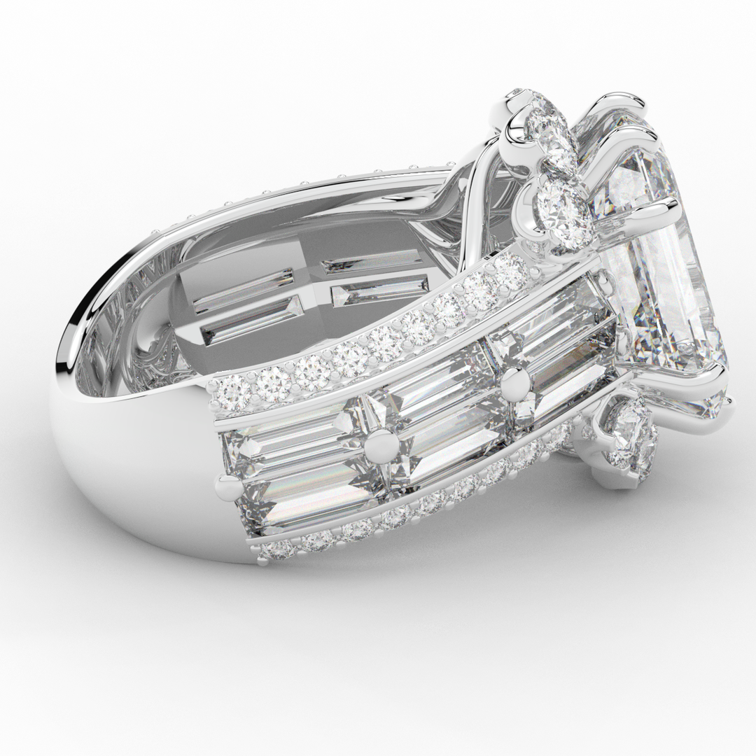 8.25CT.TW EMERALD CUT LAB DIAMOND HALO ENGAGEMENT RING - Nazarelle