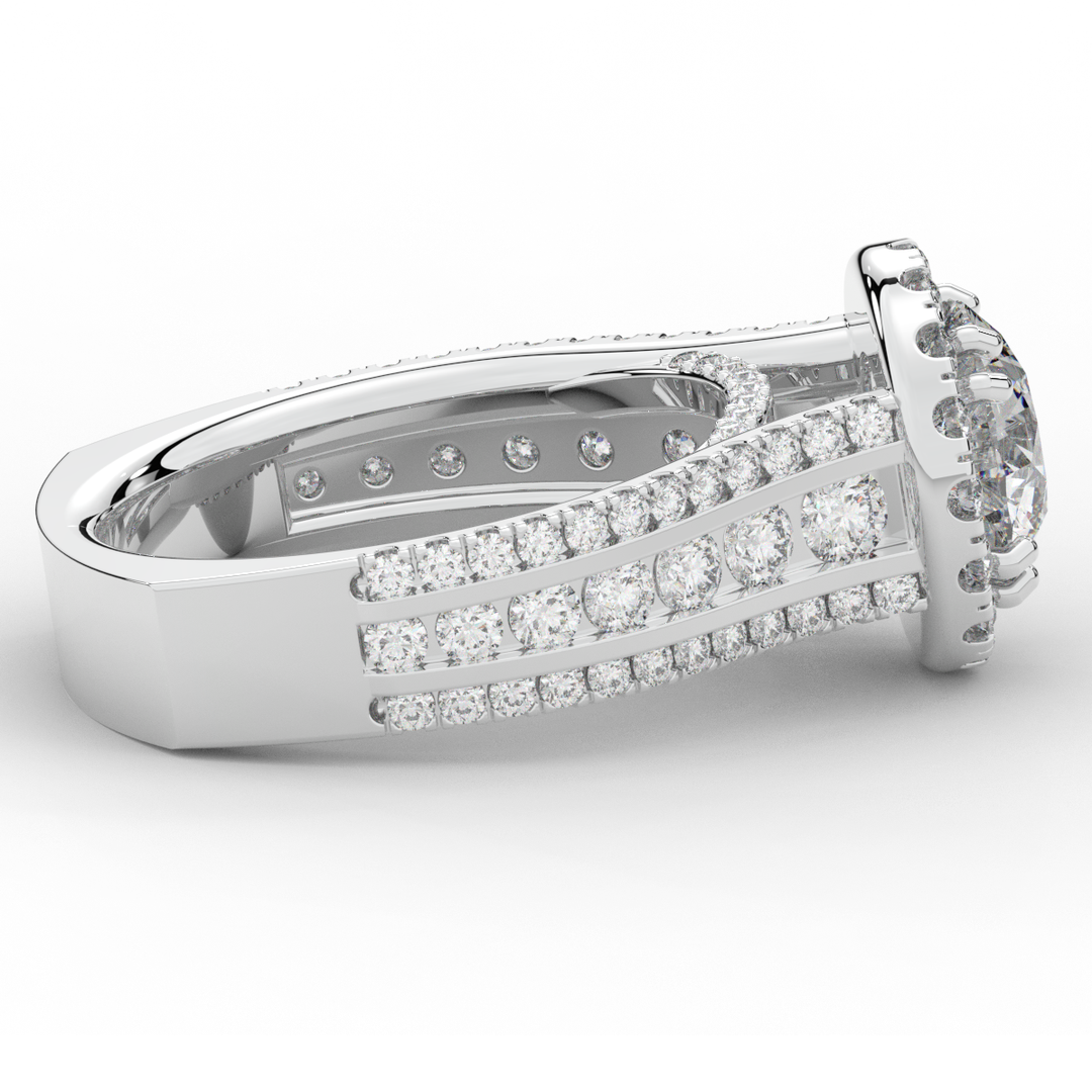 2.90CT.TW ROUND LAB DIAMOND HALO ENGAGEMENT RING - Nazarelle