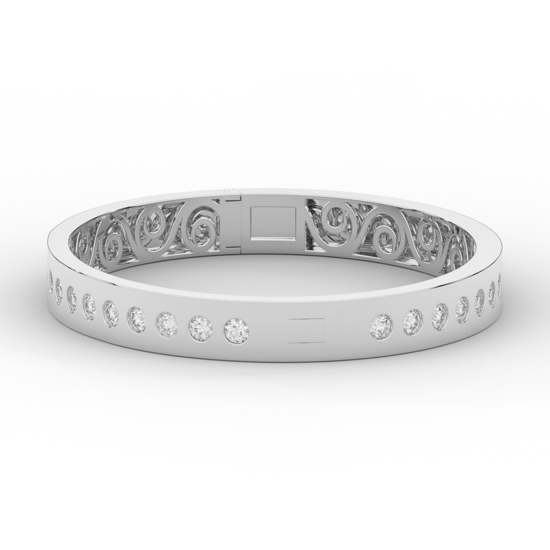 4.50CT.TW ROUND LAB DIAMOND ETERNITY BEZEL SET BANGLE - Nazarelle