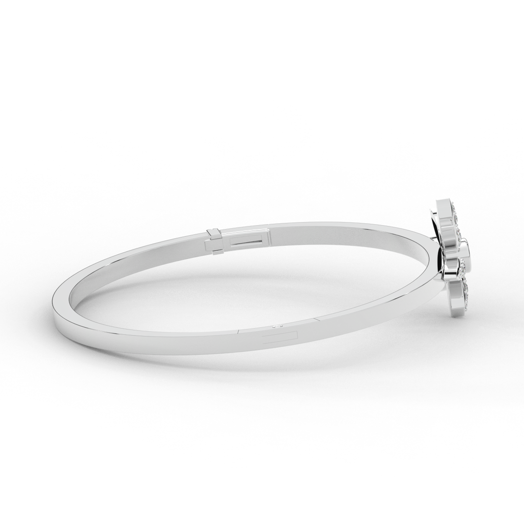 0.40CT.TW ROUND LAB BEZEL AND PRONG SET FLOWER DIAMOND BANGLE - Nazarelle