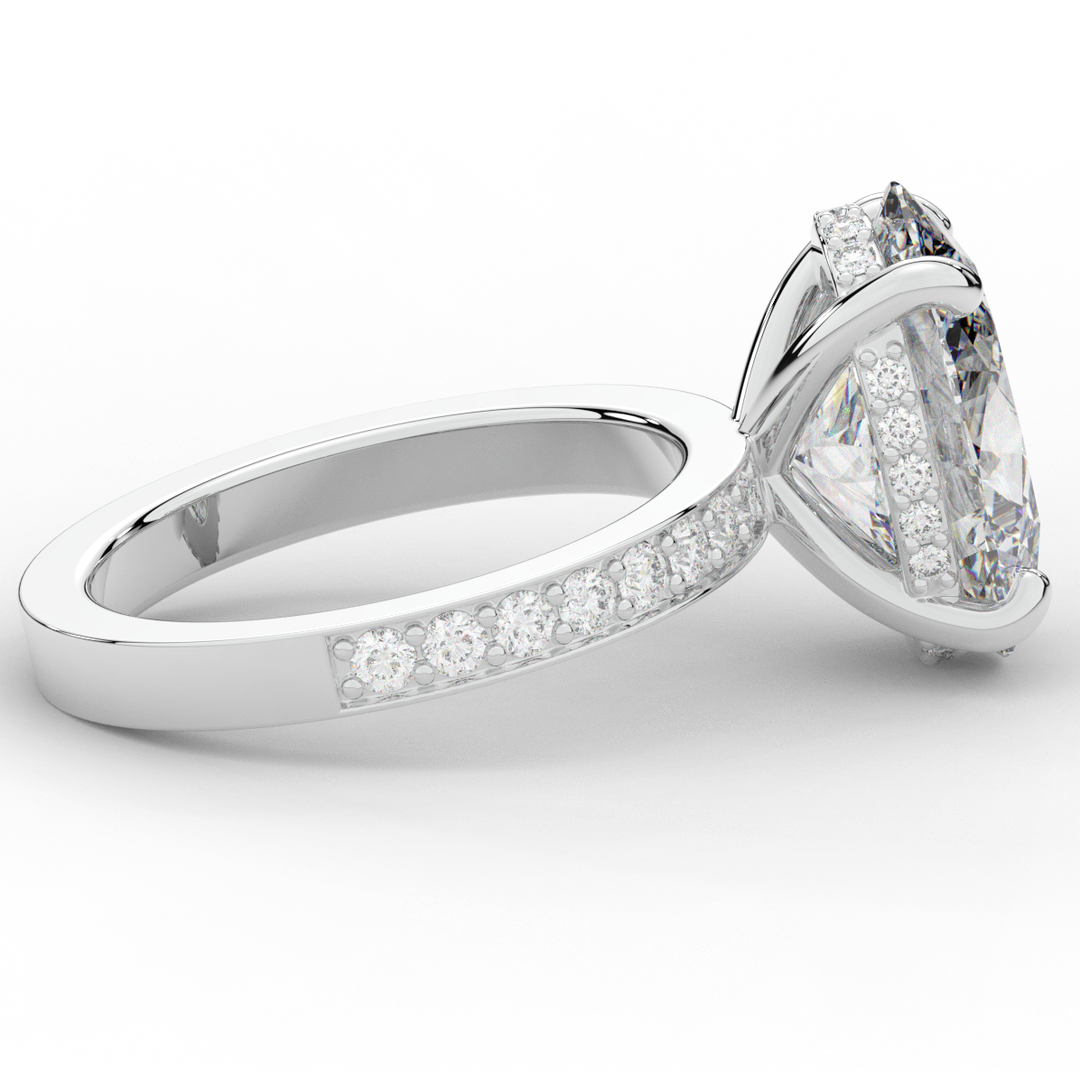 4.30CT.TW OVAL LAB DIAMOND BAND ENGAGEMENT RING - Nazarelle