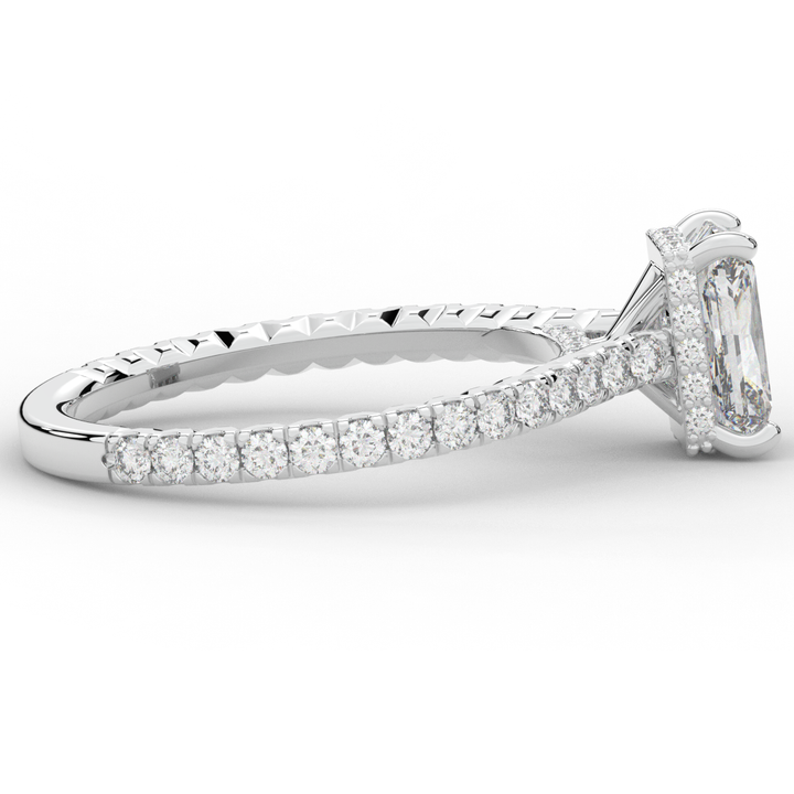 2.10CT.TW RADIANT LAB DIAMOND UNDERHALO SOLITAIRE ENGAGEMENT RING - Nazarelle