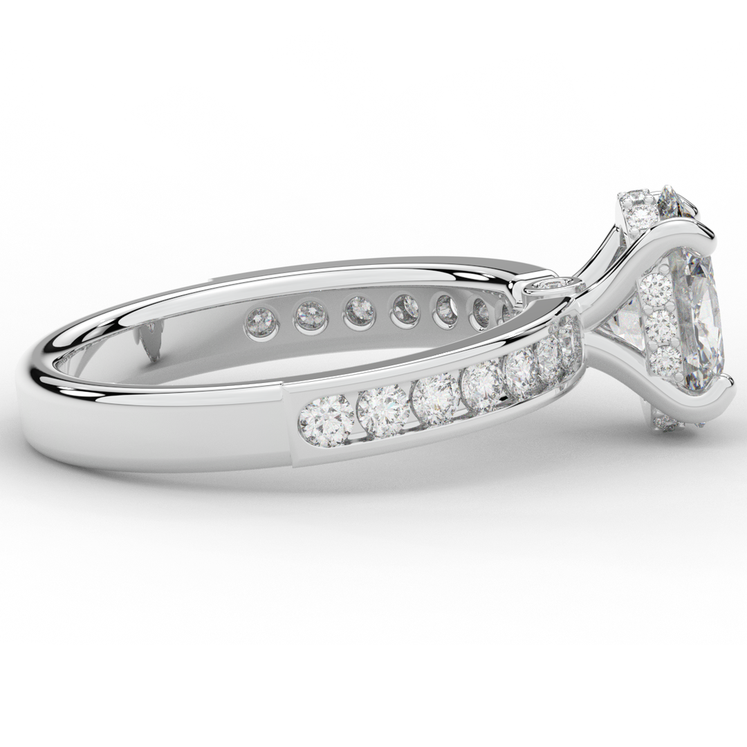 1.95CT.TW OVAL LAB DIAMOND UNDERHALO ENGAGEMENT RING - Nazarelle