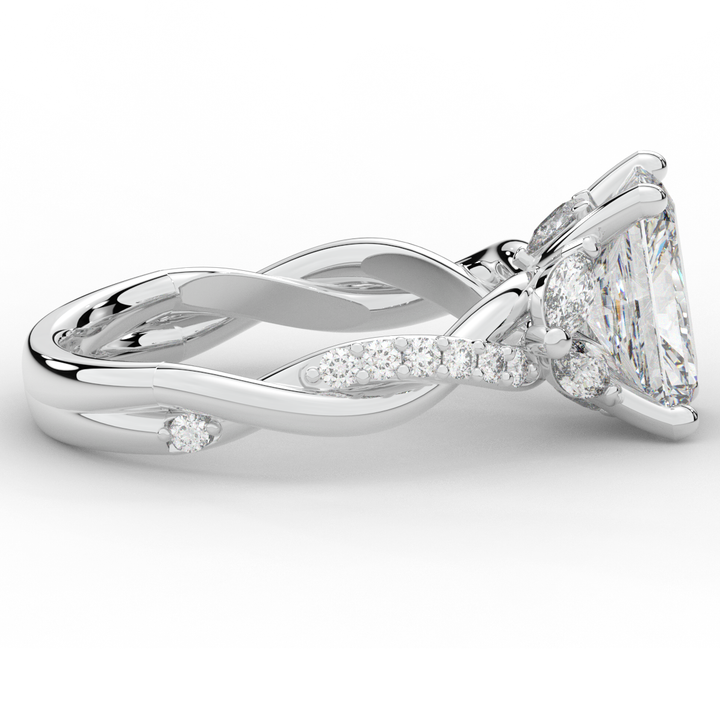 2.40CT.TW RADIANT LAB DIAMOND TWIST BAND ENGAGEMENT RING - Nazarelle