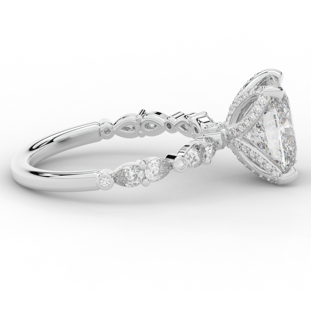3.60CT.TW CUSHION LAB DIAMOND SOLITAIRE ENGAGEMENT RING - Nazarelle