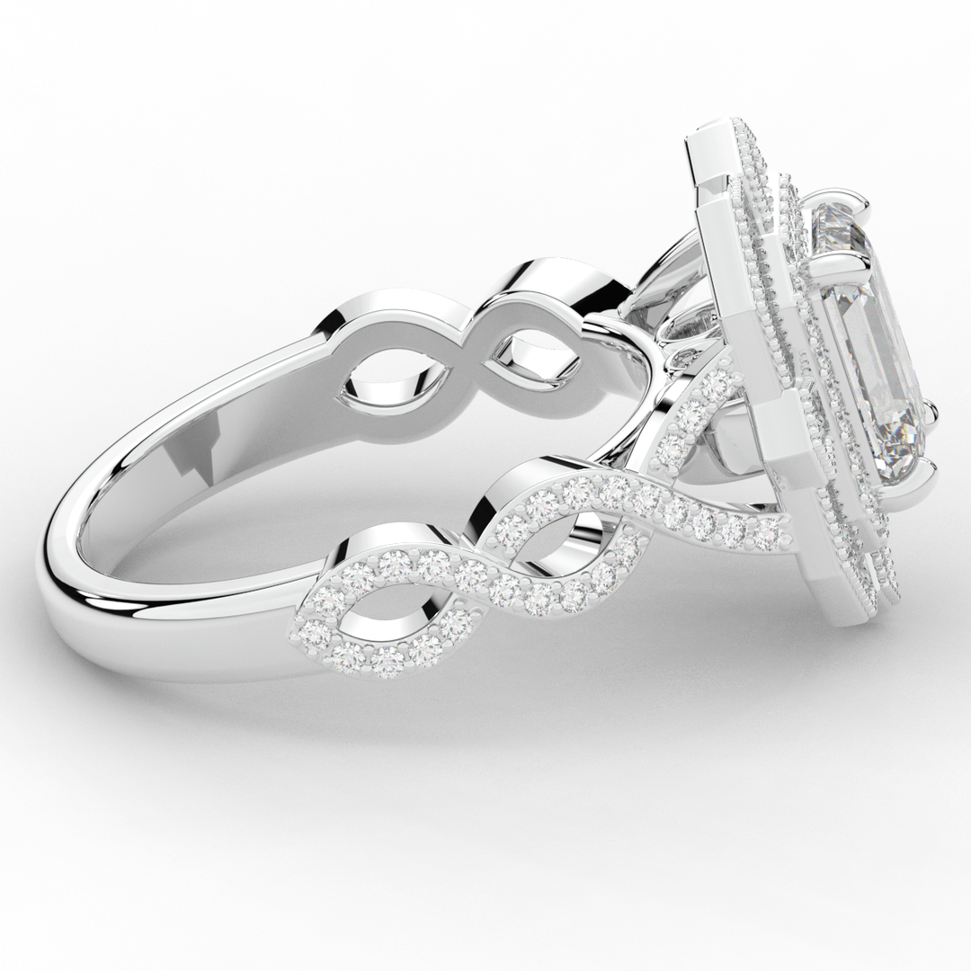 1.90CT.TW EMERALD CUT LAB DIAMOND HALO ENGAGEMENT RING - Nazarelle
