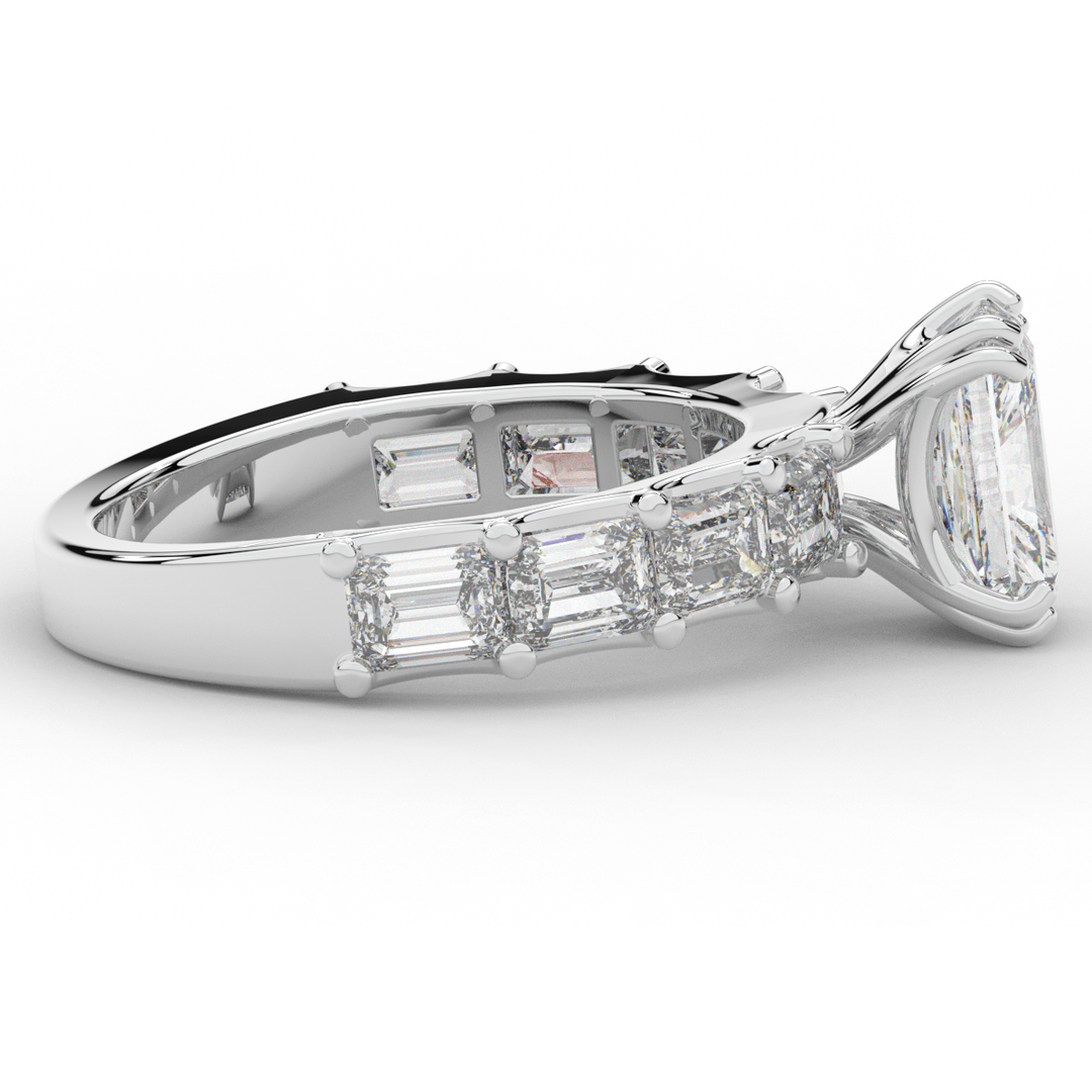 3.75CT.TW RADIANT LAB DIAMOND SOLITAIRE ENGAGEMENT RING - Nazarelle