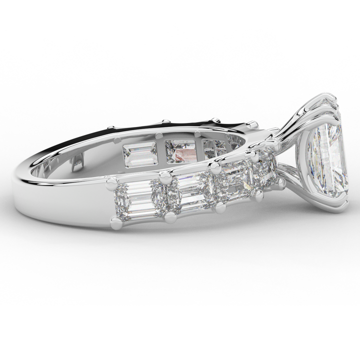 3.75CT.TW RADIANT LAB DIAMOND SOLITAIRE ENGAGEMENT RING - Nazarelle