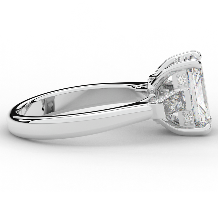 3.45CT.TW RADIANT LAB DIAMOND 3 STONE ENGAGEMENT RING - Nazarelle