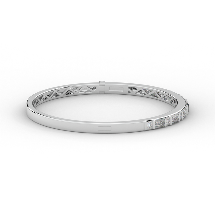 2.75CT.TW ROUND AND EMERALD CUT LAB DIAMOND SHARED PRONG BANGLE - Nazarelle