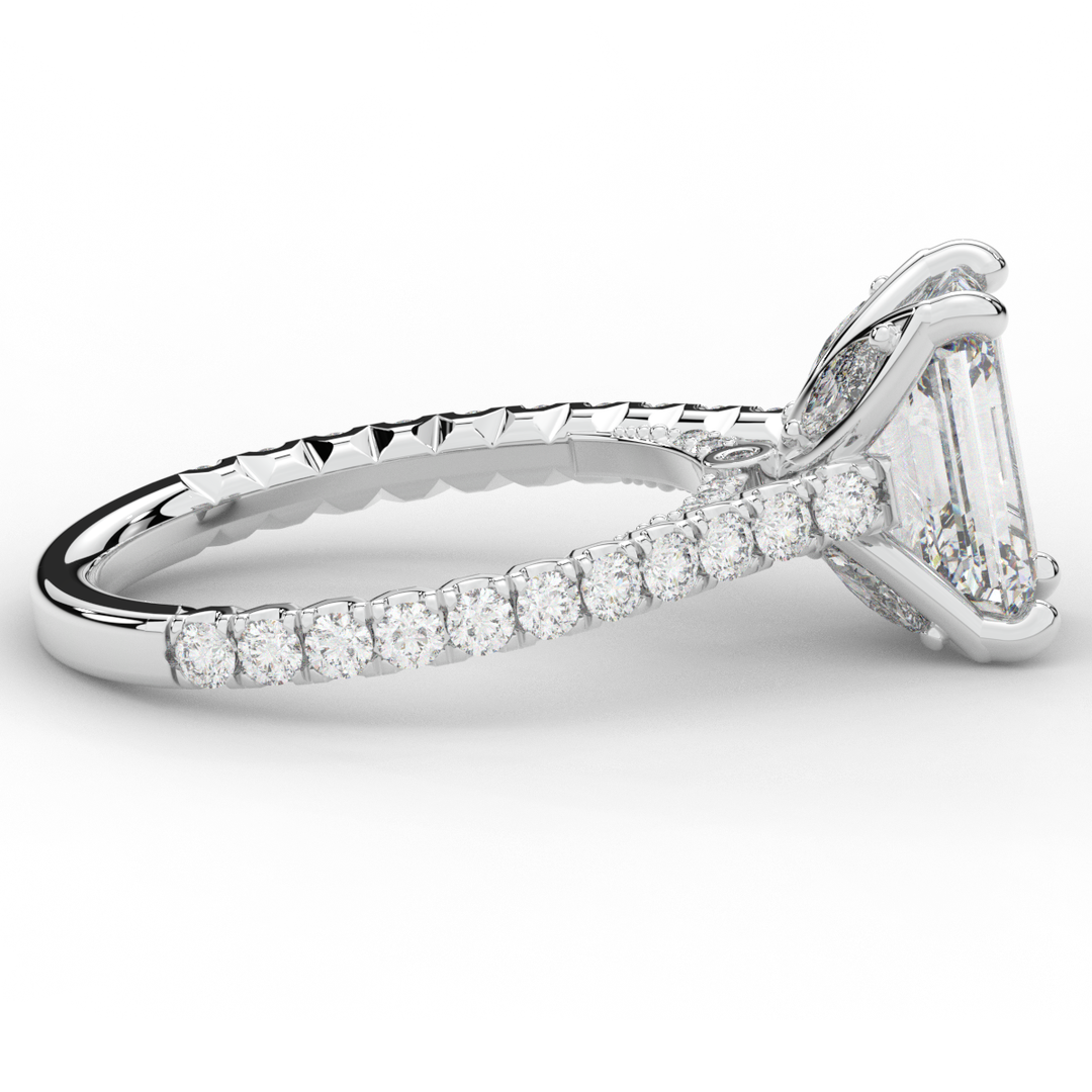2.70CT.TW EMERALD CUT LAB DIAMOND SOLITAIRE ENGAGEMENT RING - Nazarelle