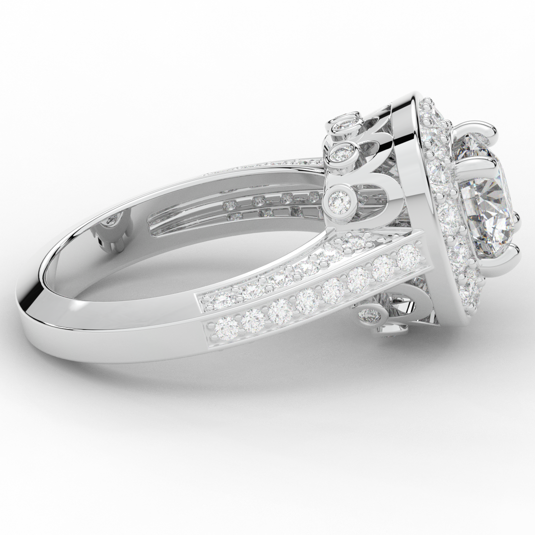 1.50CT.TW ROUND LAB DIAMOND HALO ENGAGEMENT RING - Nazarelle