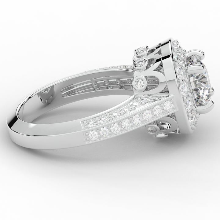 1.50CT.TW ROUND LAB DIAMOND HALO ENGAGEMENT RING - Nazarelle