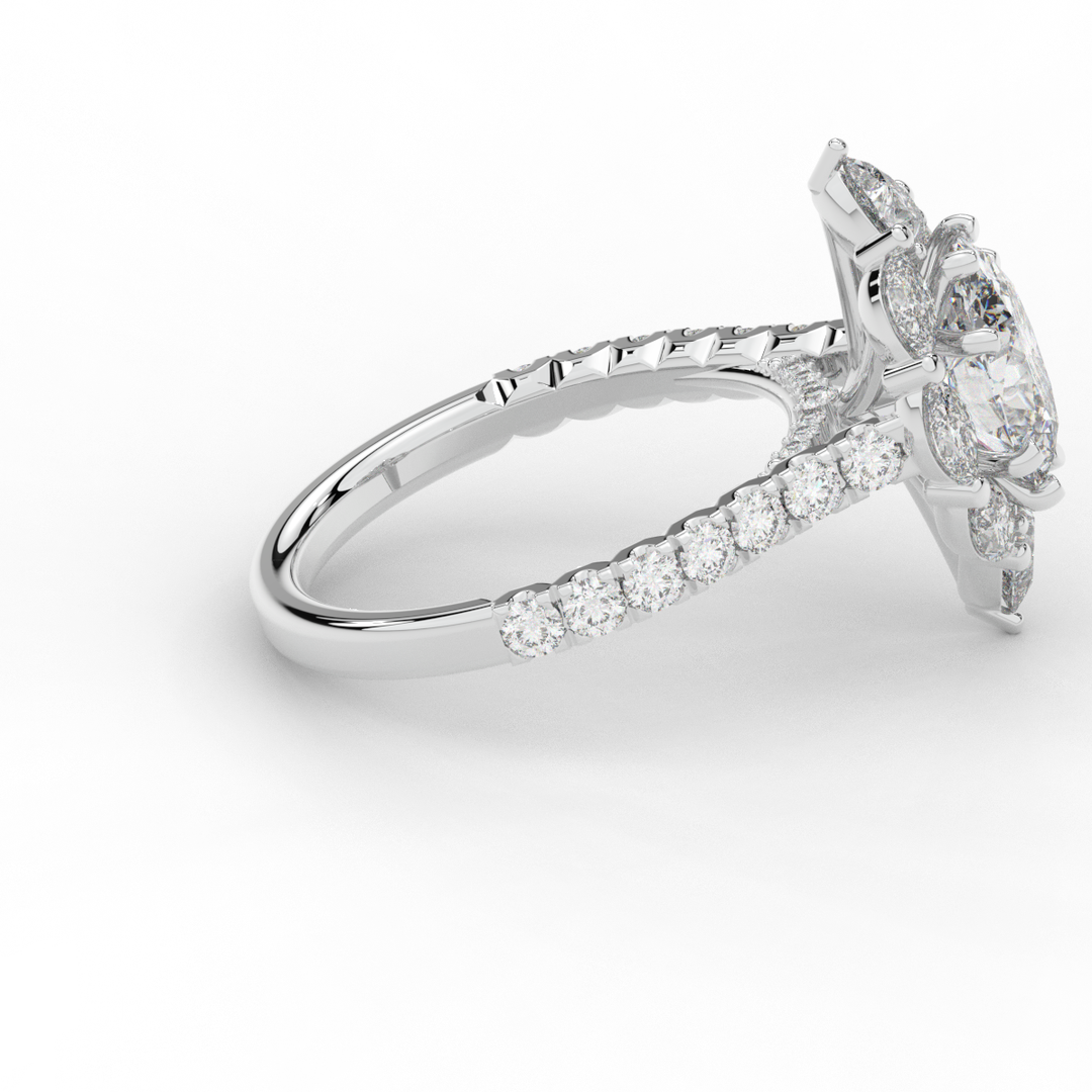 2.75CT.TW OVAL LAB DIAMOND HALO ENGAGEMENT RING - Nazarelle
