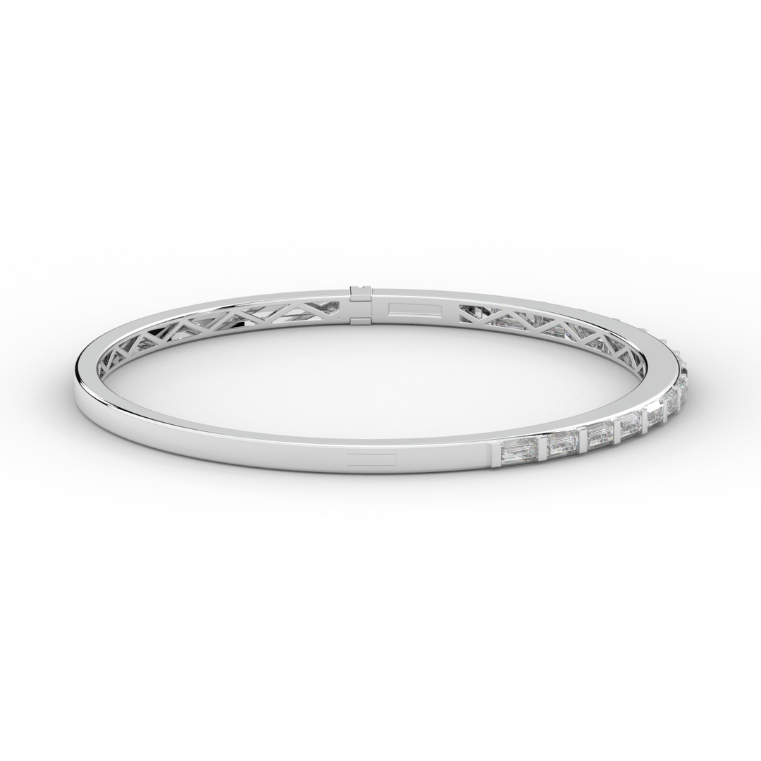1.50CT.TW BAGUETTE LAB DIAMOND SHARED PRONG BANGLE - Nazarelle