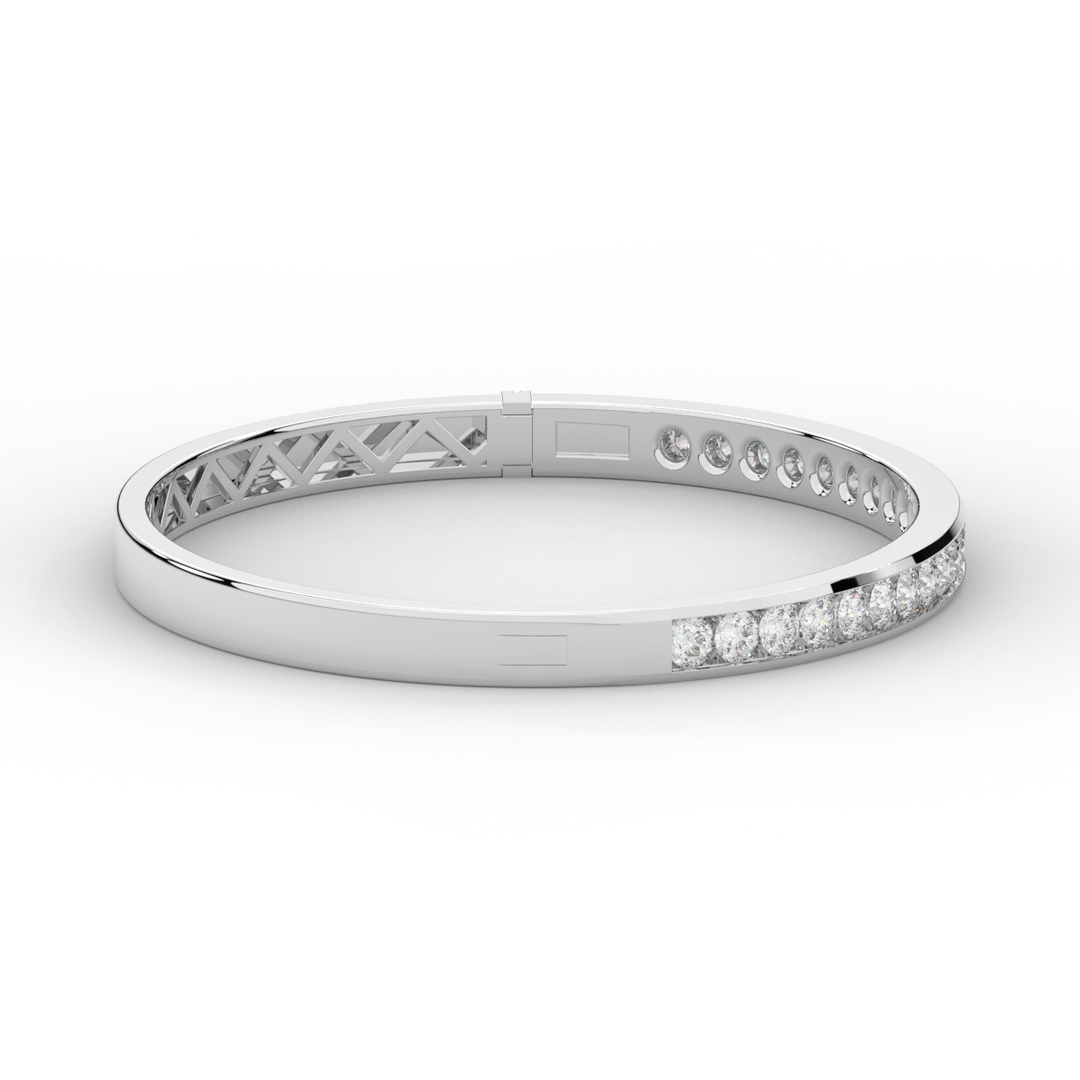 2.75CT.TW ROUND LAB CHANNEL SET DIAMOND BANGLE - Nazarelle