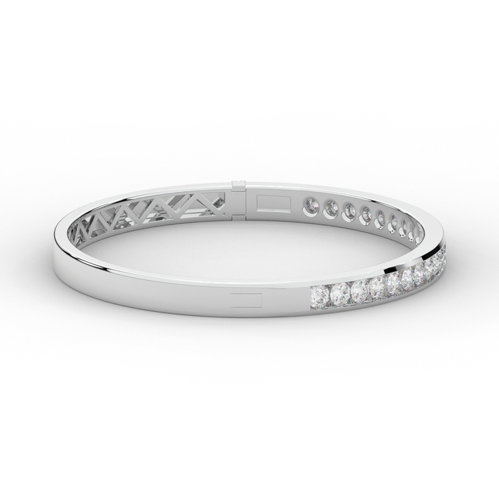 2.75CT.TW ROUND LAB CHANNEL SET DIAMOND BANGLE - Nazarelle