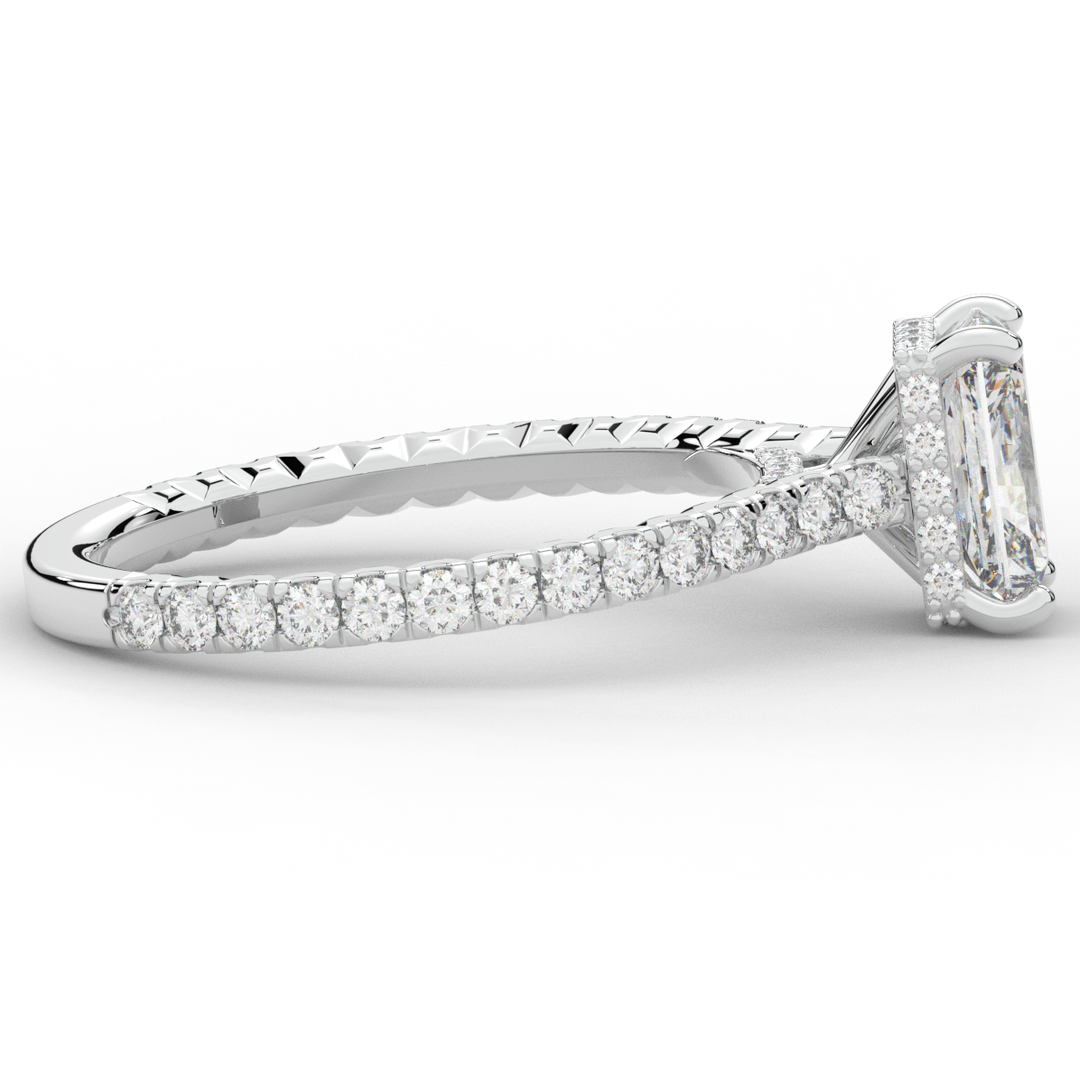 2.10CT.TW RADIANT LAB DIAMOND UNDERHALO SOLITAIRE ENGAGEMENT RING - Nazarelle
