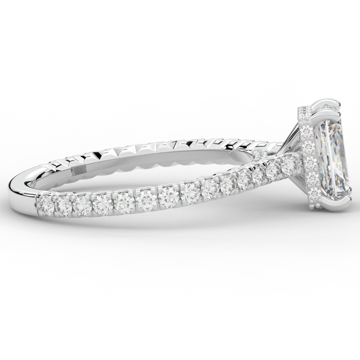 2.10CT.TW RADIANT LAB DIAMOND UNDERHALO SOLITAIRE ENGAGEMENT RING - Nazarelle