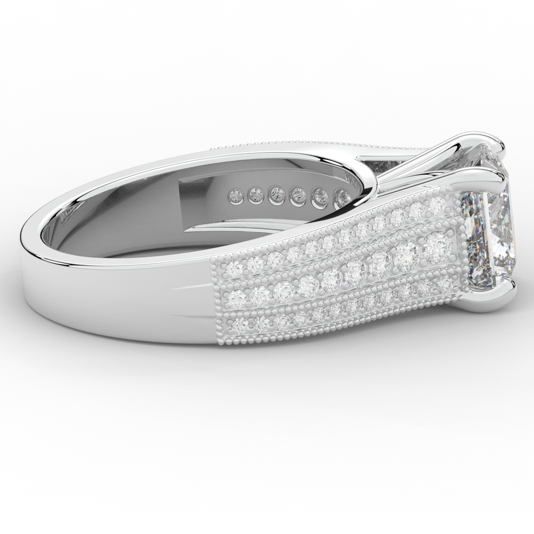 3.55CT.TW PRINCESS LAB DIAMOND ENGAGEMENT RING - Nazarelle