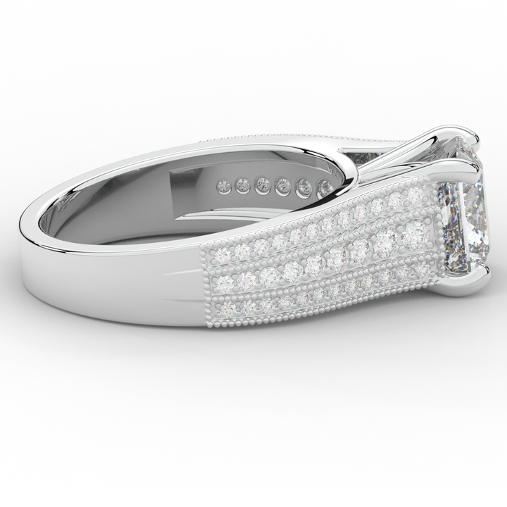 3.55CT.TW PRINCESS LAB DIAMOND ENGAGEMENT RING - Nazarelle