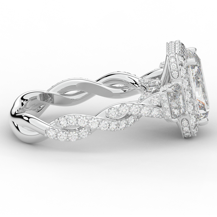 4.70CT.TW RADIANT LAB DIAMOND 3 STONE ENGAGEMENT RING - Nazarelle