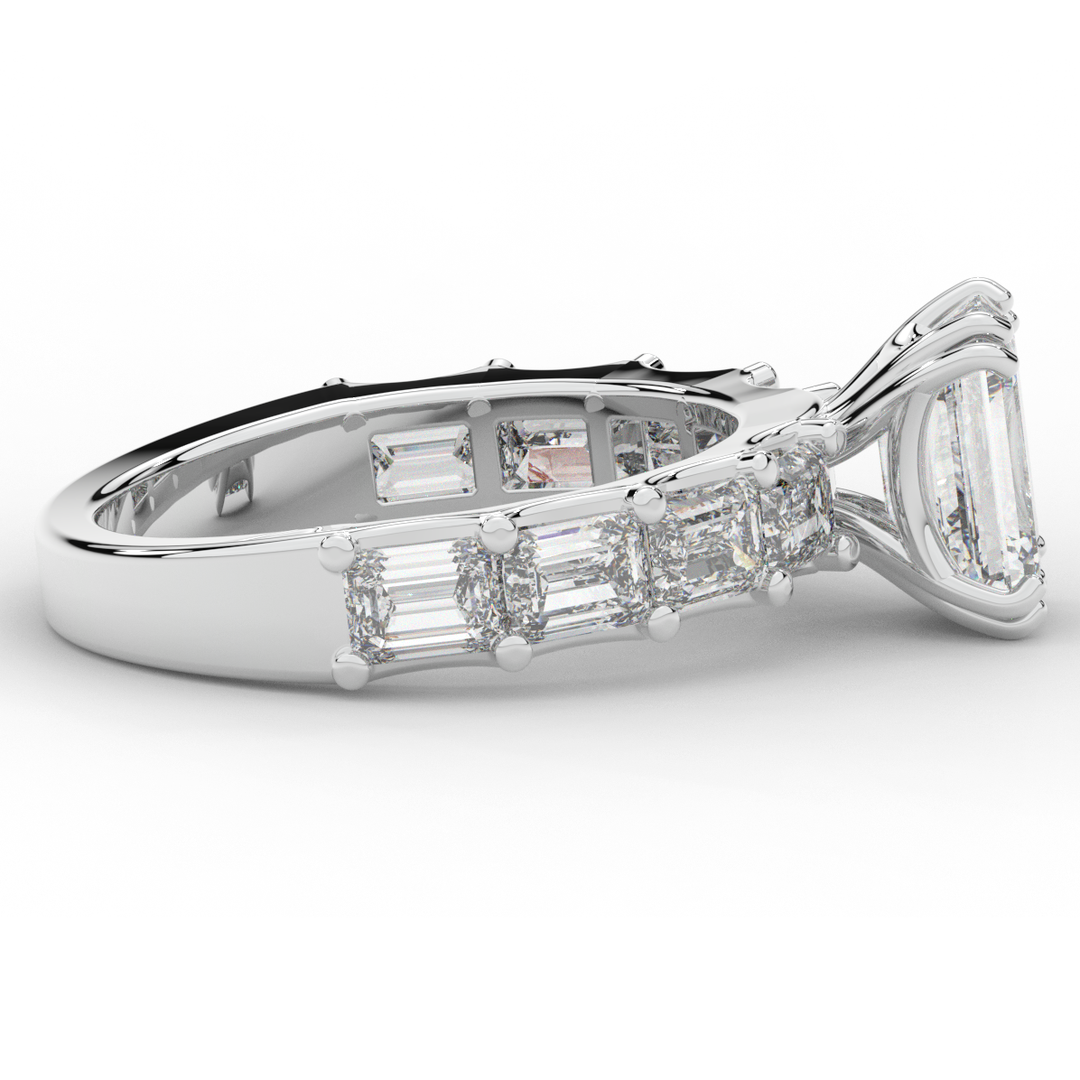 3.75CT.TW EMERALD CUT LAB DIAMOND SOLITAIRE ENGAGEMENT RING - Nazarelle