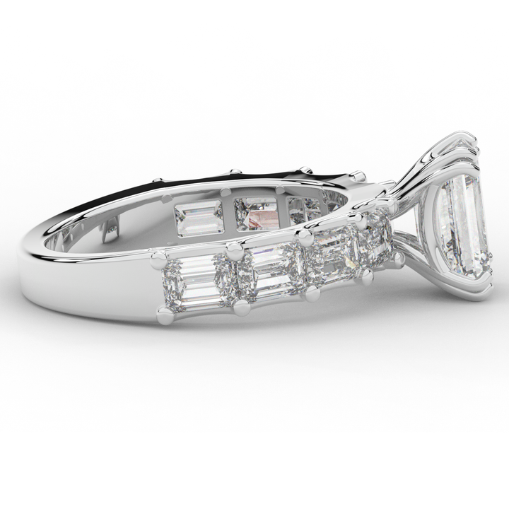 3.75CT.TW EMERALD CUT LAB DIAMOND SOLITAIRE ENGAGEMENT RING - Nazarelle