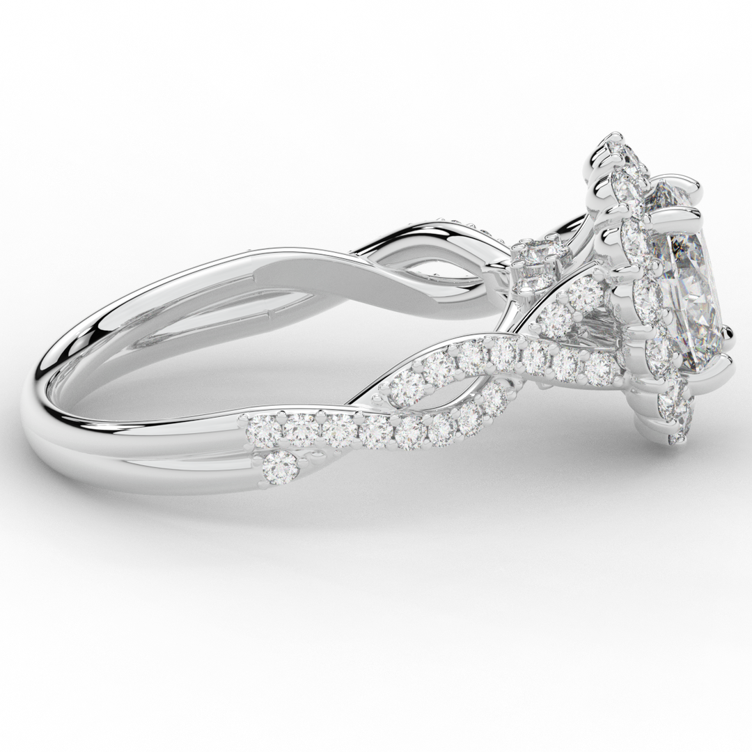 1.75CT.TW OVAL LAB DIAMOND HALO TWIST BAND ENGAGEMENT RING - Nazarelle