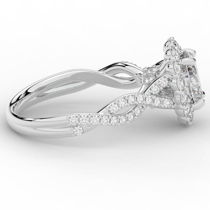 1.75CT.TW OVAL LAB DIAMOND HALO TWIST BAND ENGAGEMENT RING - Nazarelle