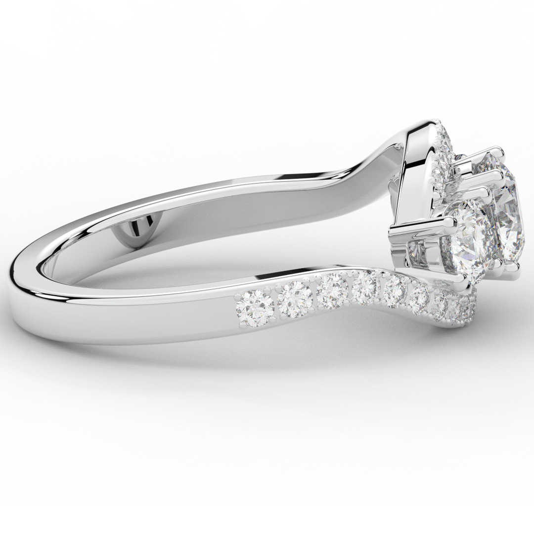 1.65CT.TW ROUND LAB DIAMOND TWIST HALO ENGAGEMENT RING - Nazarelle