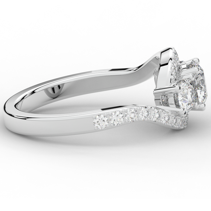 1.65CT.TW ROUND LAB DIAMOND TWIST HALO ENGAGEMENT RING - Nazarelle