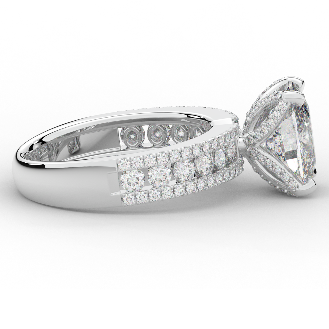 3.95CT.TW CUSHION LAB DIAMOND SOLITAIRE ENGAGEMENT RING - Nazarelle