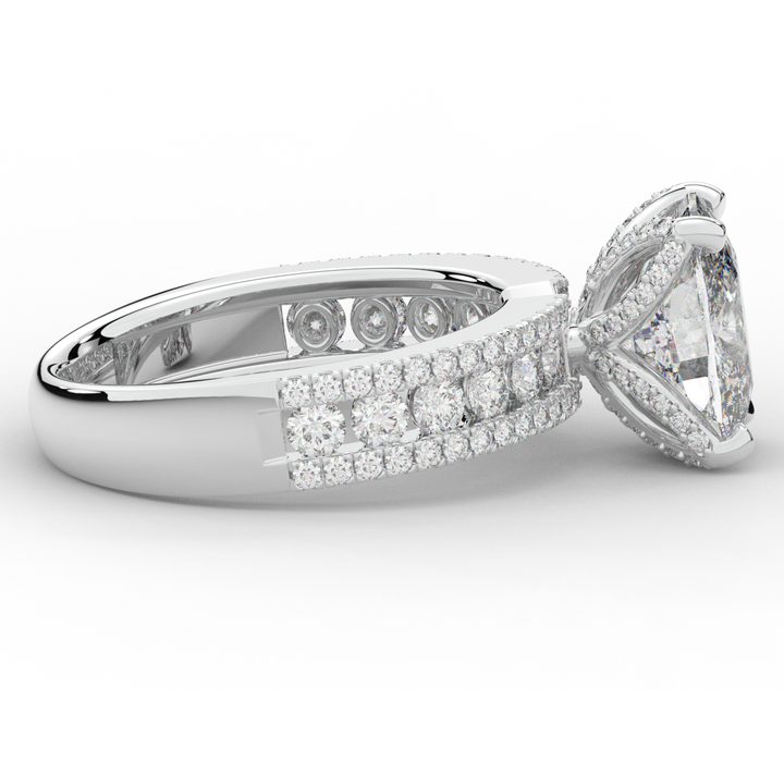 3.95CT.TW CUSHION LAB DIAMOND SOLITAIRE ENGAGEMENT RING - Nazarelle