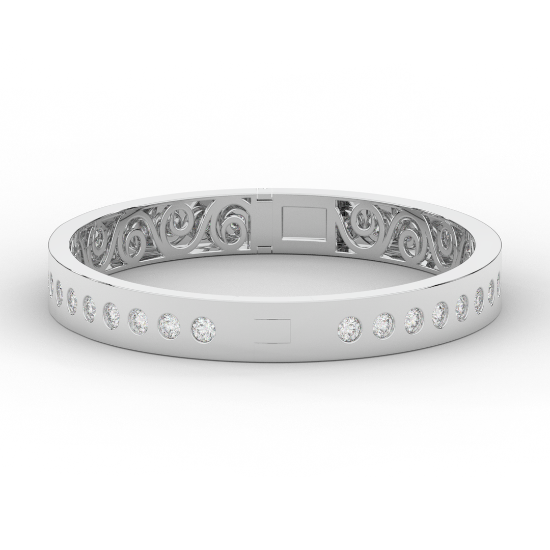 4.50CT.TW ROUND LAB DIAMOND ETERNITY BEZEL SET BANGLE - Nazarelle