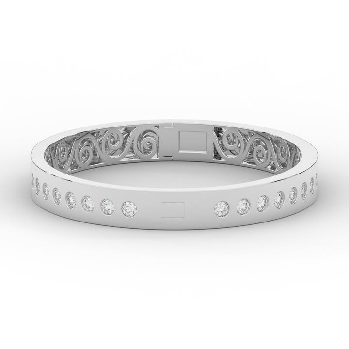 4.50CT.TW ROUND LAB DIAMOND ETERNITY BEZEL SET BANGLE - Nazarelle