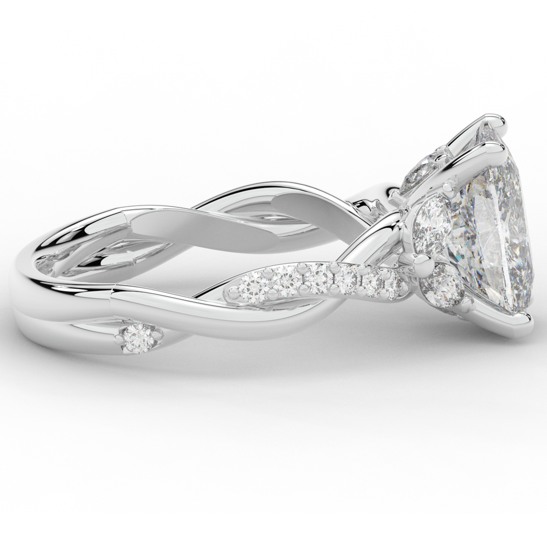 2.40CT.TW CUSHION LAB DIAMOND TWIST BAND ENGAGEMENT RING - Nazarelle