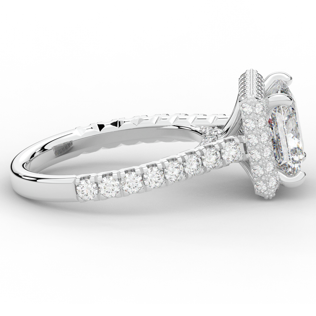 3.90CT.TW PRINCESS LAB DIAMOND HALO ENGAGEMENT RING - Nazarelle