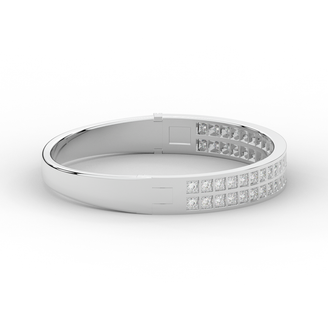 2.00CT.TW ROUND LAB TWO ROW DIAMOND BANGLE - Nazarelle