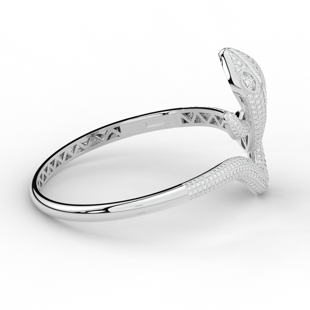 4.90CT.TW ROUND AND PEAR LAB DIAMOND SNAKE BANGLE - Nazarelle