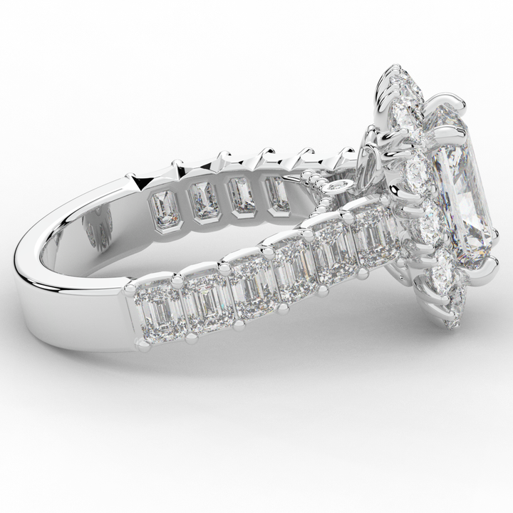 6.00CT.TW RADIANT LAB DIAMOND HALO ENGAGEMENT RING - Nazarelle