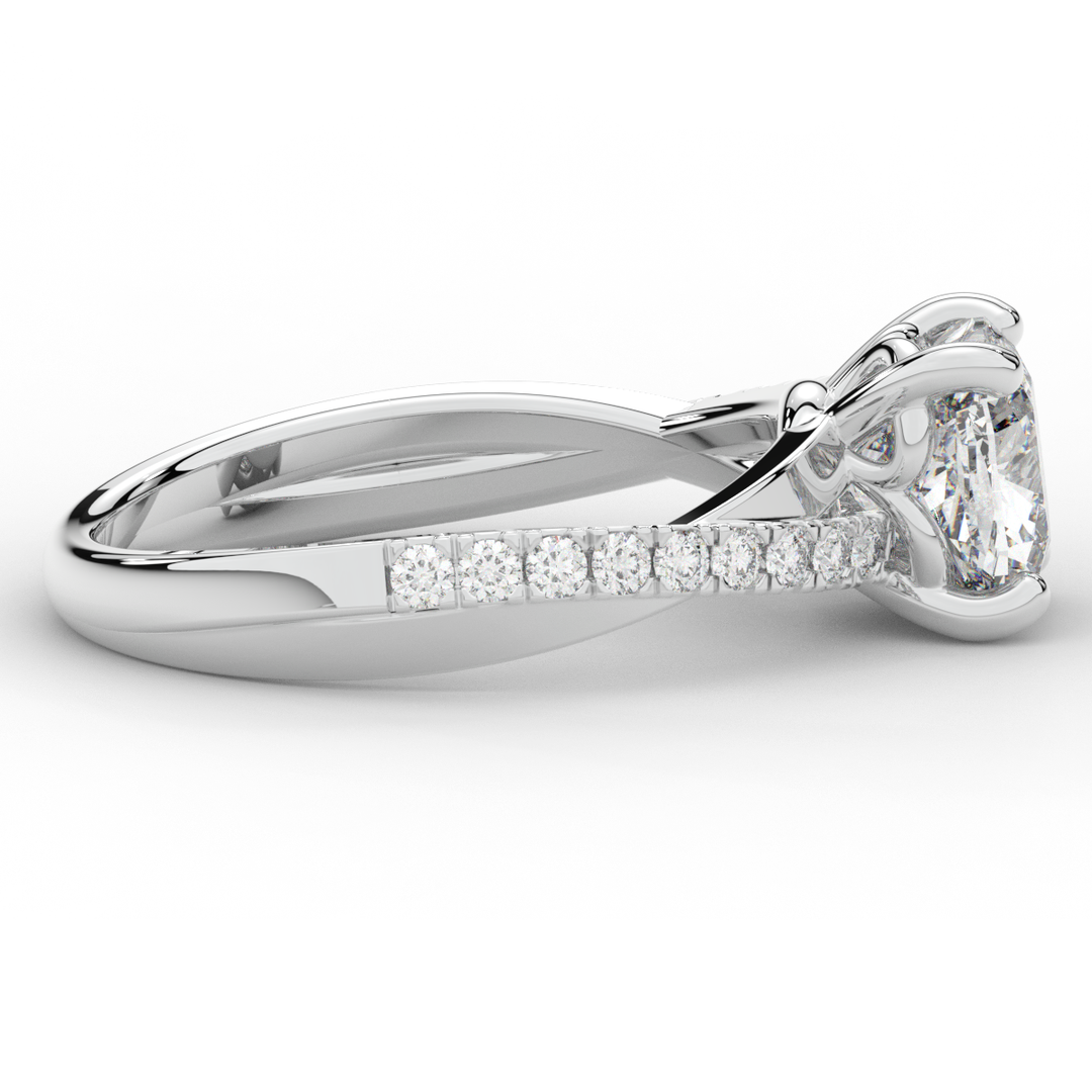 2.20CT.TW CUSHION LAB DIAMOND TWISTBAND ENGAGEMENT RING - Nazarelle