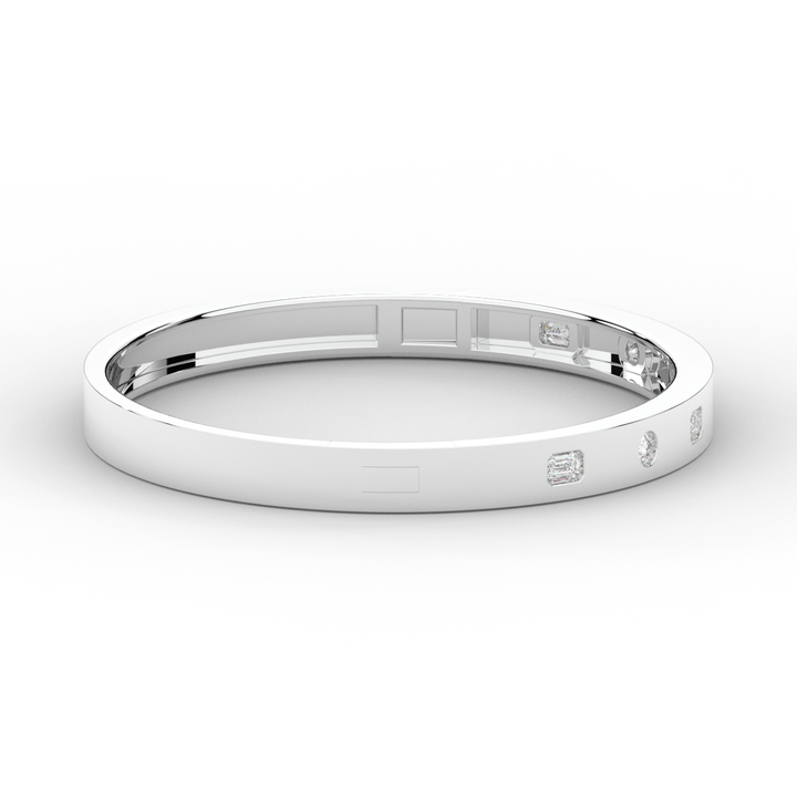 1.00CT.TW ROUND AND EMERALD CUT LAB DIAMOND BEZEL SET BANGLE - Nazarelle