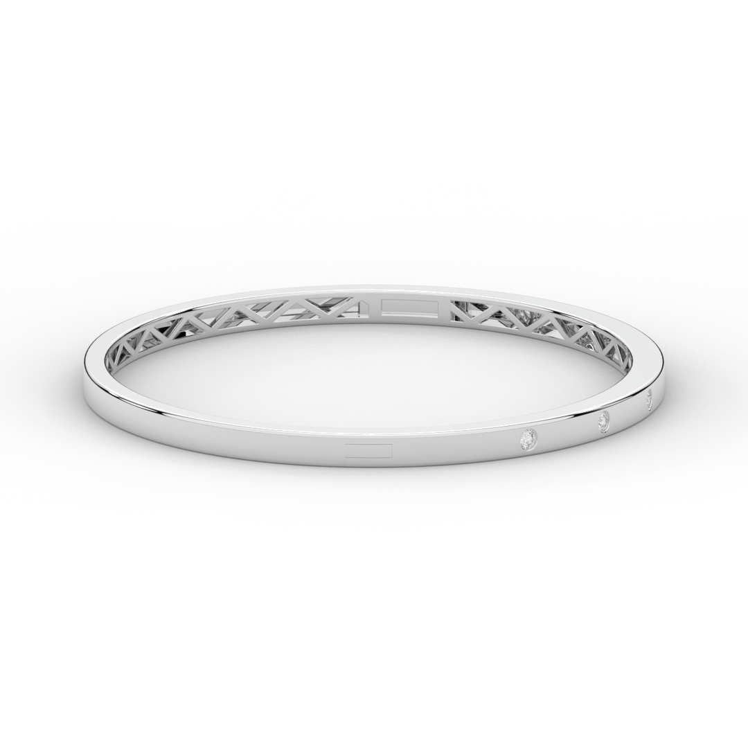 0.15CT.TW ROUND LAB BEZEL SET DIAMOND BANGLE - Nazarelle